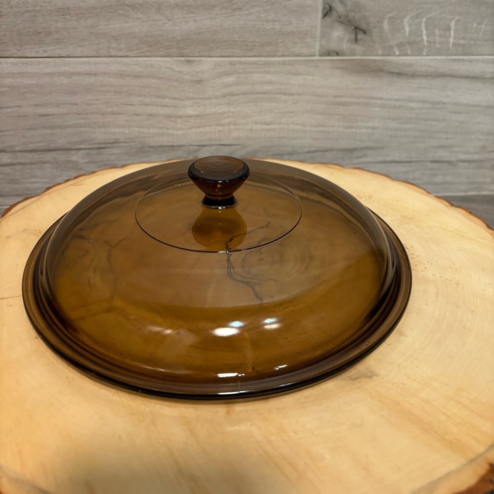 Vintage Pyrex vision Amber Corning Glass pot lid corning glass - lid only!